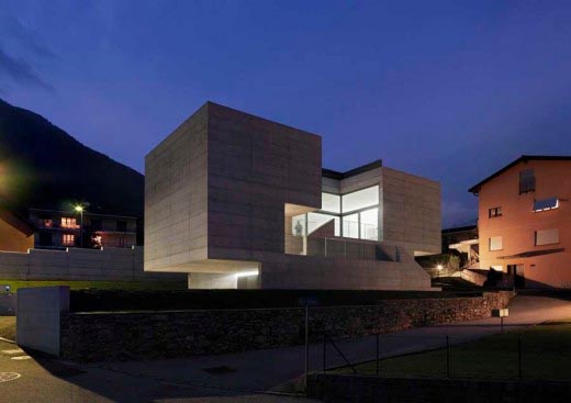 Exterior Night Modern Contemporary House in Lumino By David Macullo Architects