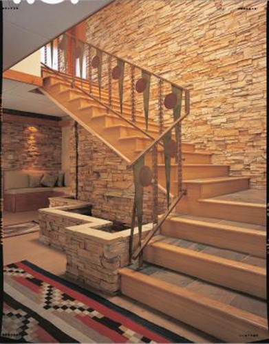foyer interior stone walls