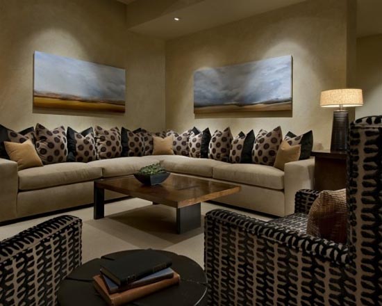 Family Room Luxury Traditional Spanish Interior by Ownby