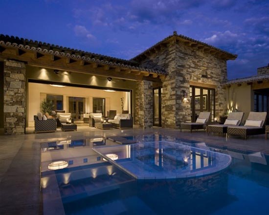 Rear Exterior Luxury Traditional Spanish by Ownby