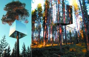 瑞典树上酒店推出镜立方、鸟巢、UFO等房间