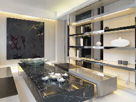 黑色天然石材做成的台面板--客厅设计