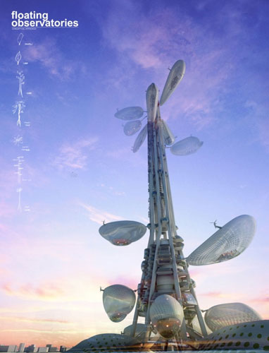 台湾塔设计概念国际竞赛一等奖：漂浮的了望台